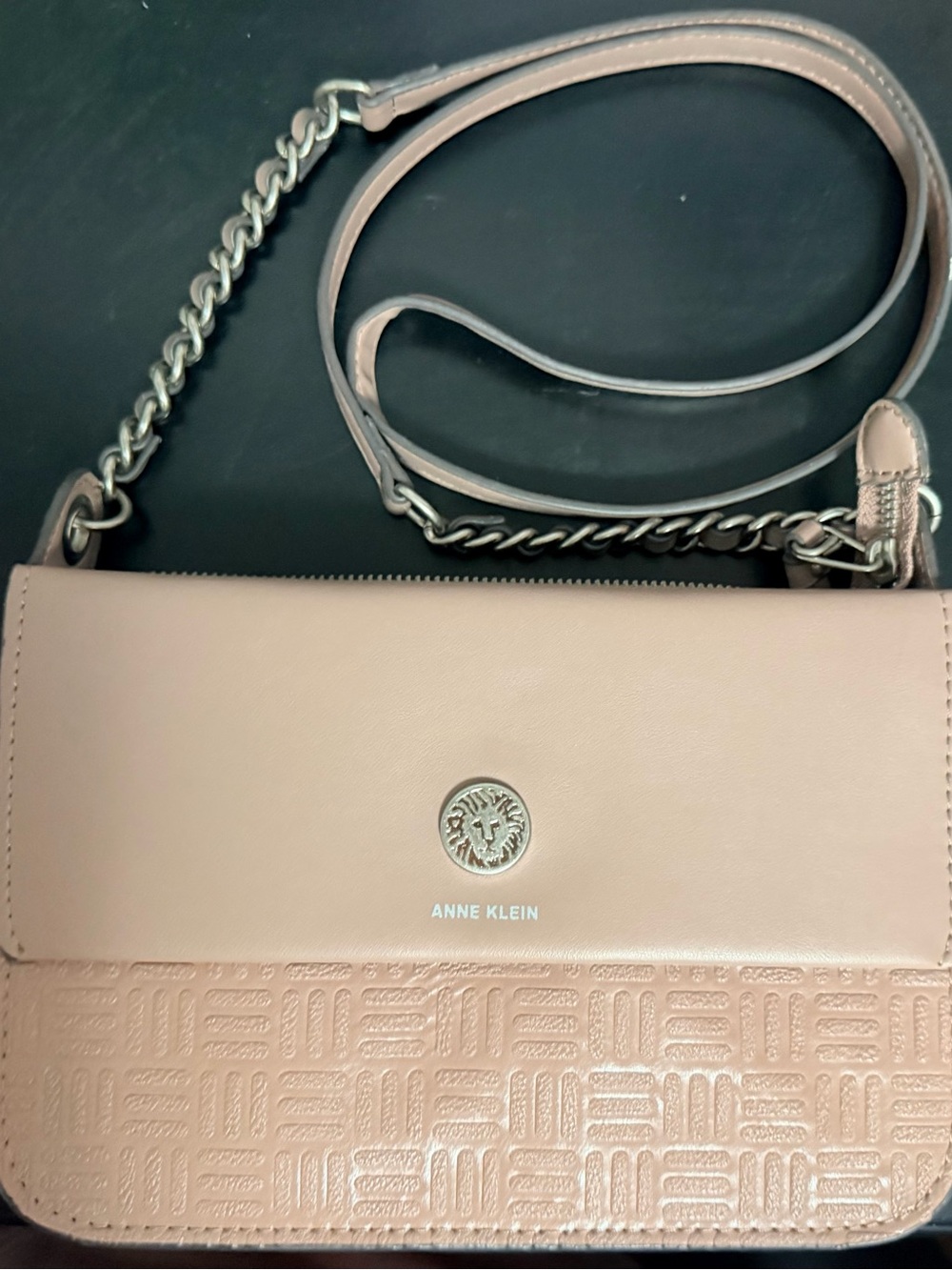 Anne Klein Dusty Rose Crossbody Bag with Chain Strap